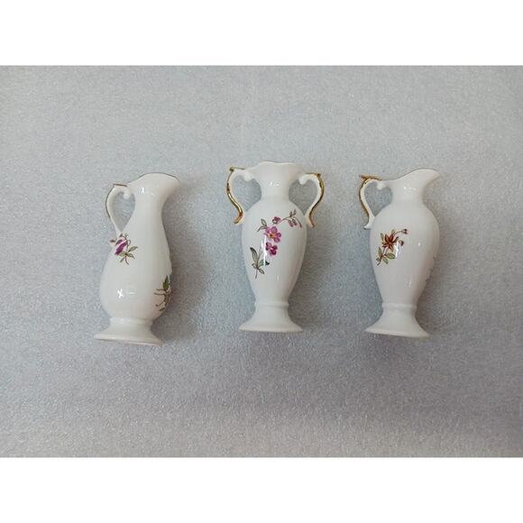VTG Brinton Bone China Porcelain Floral Miniature Vases l Qty: 3 - Picture 4 of 10